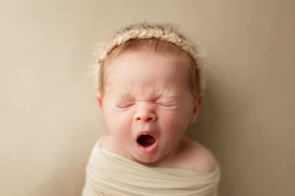 sleeping baby yawning