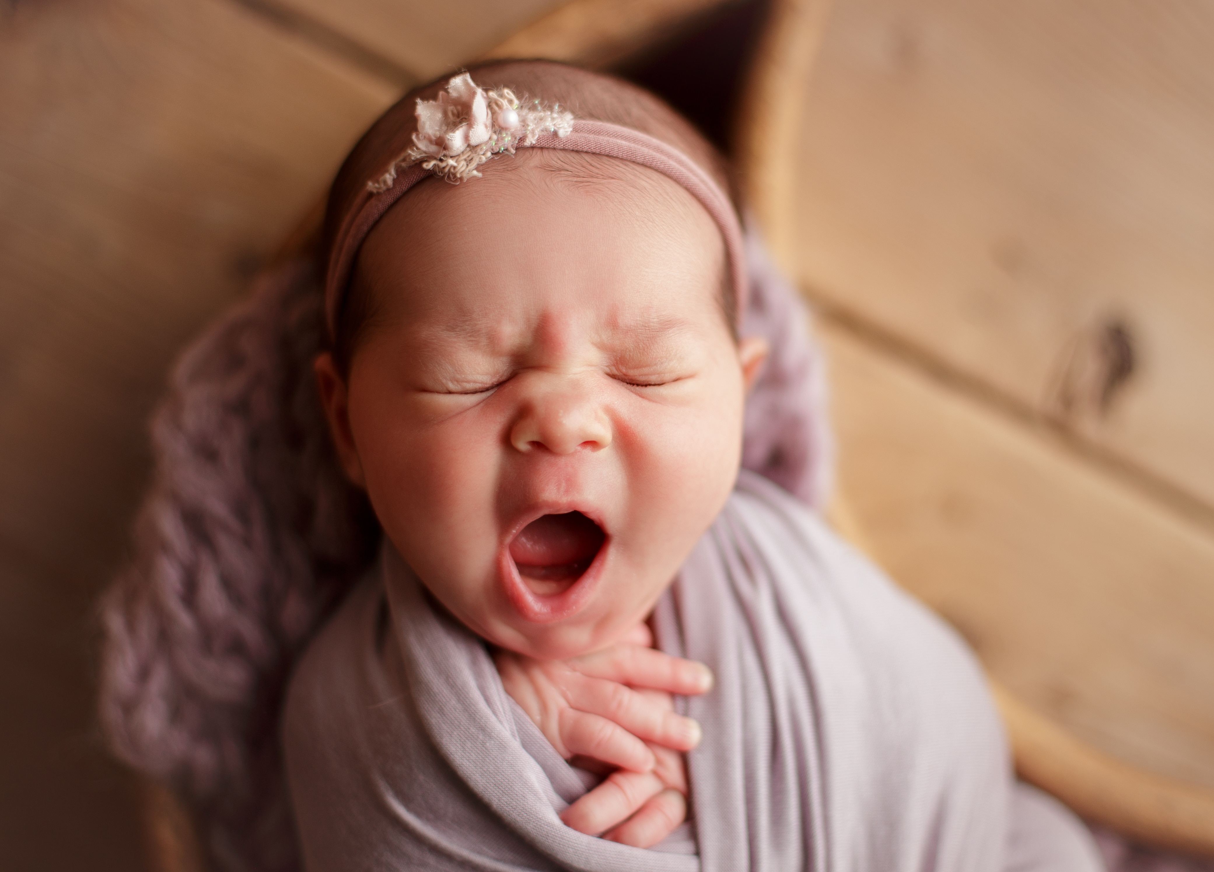 yawning baby girl