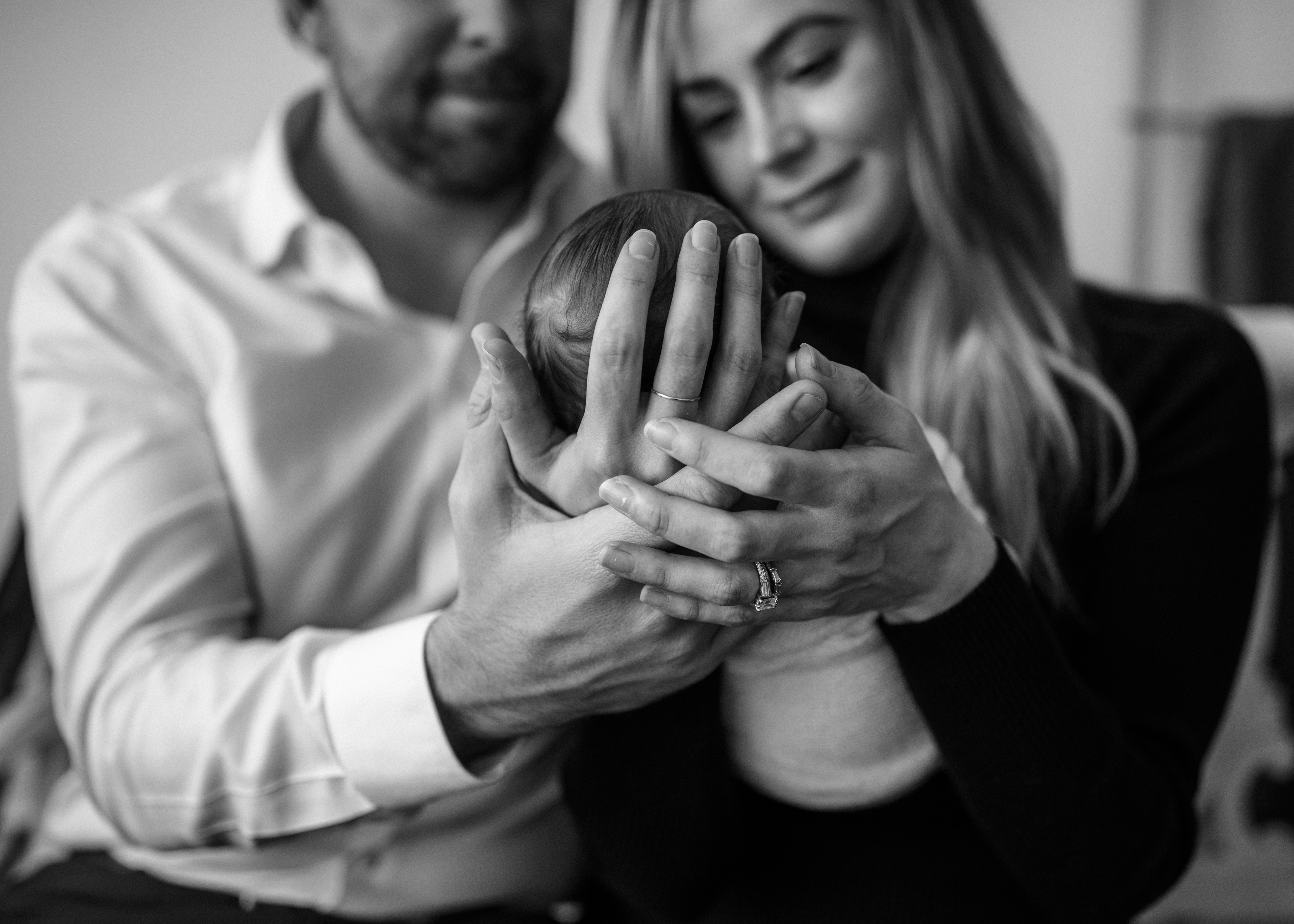 black and white newborn photography