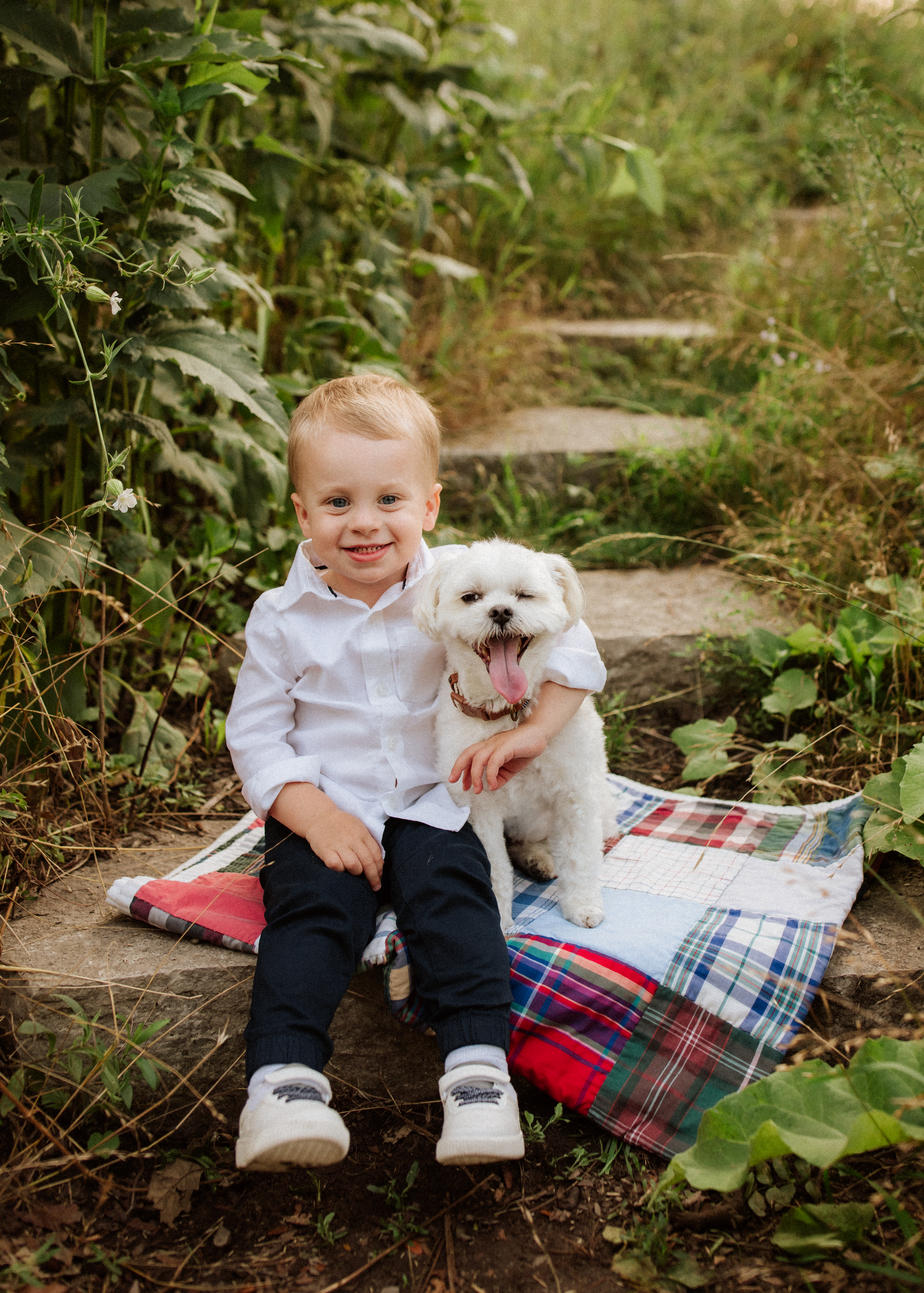 boy and his pup in Chicago