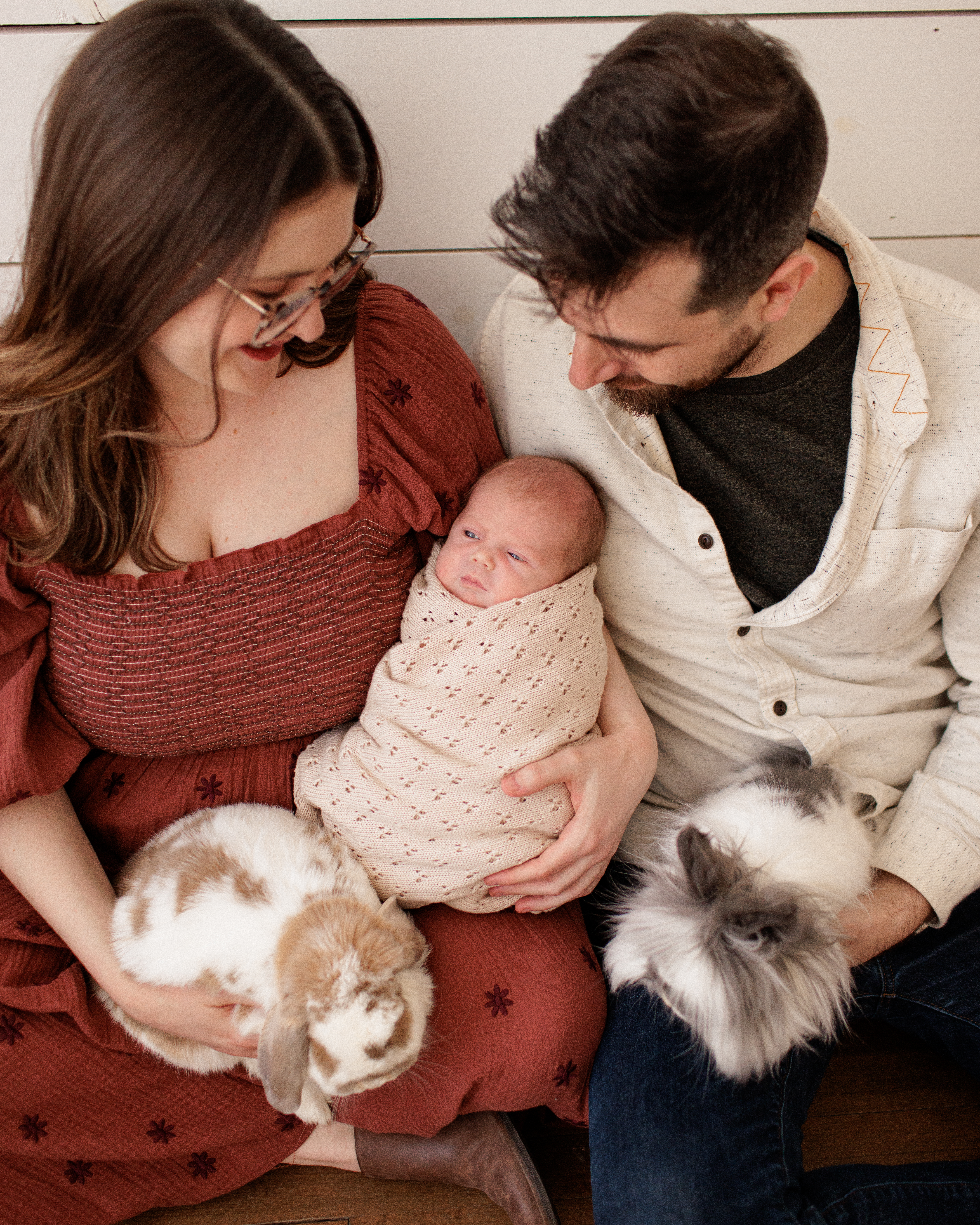 bunnies and babies newborn photo shoot